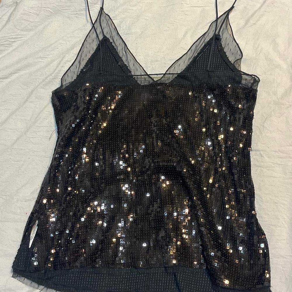 Free People Black Sequin Crop Top